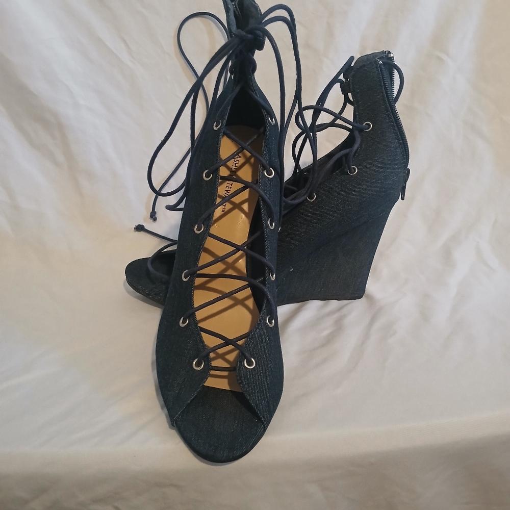 Ashley Stewart Jean Lace-Up Wedges